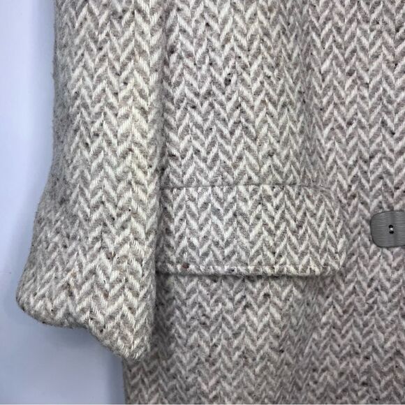 Wool Blend Chevron Long Coat - Picture 4 of 10